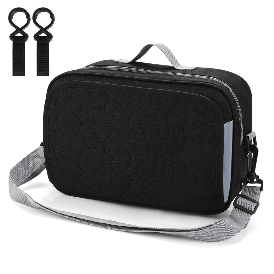 Stroller Organizer, Universal Stroller Organizer with Insulated Cup Holder Pocket, Dual Purpose Large Capacity Stroller Bag Caddy, Stroller Accessories Fits（Black）