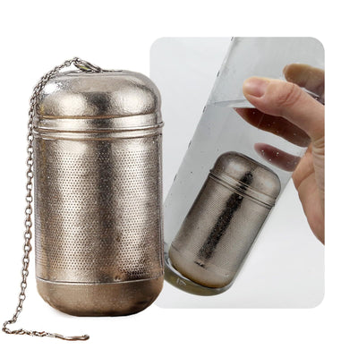 Titanium Metal Tea Infuser for Loose Leaf & Fruit - Extra Fine Mesh Strainer Insert, Screw-Top Lid, Reusable Filter for Herbs, Lemon, Cucumber, Coffee & Spices（Large size with chain）