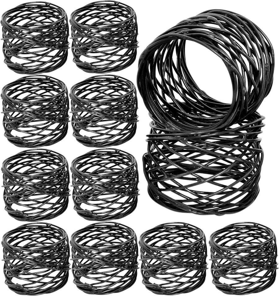 12 Pcs Modern Metal Napkin Rings - Dining Table Decor Napkin Ring Cloth Napkin Holder for Wedding, Banquet, Dinner Party, Everyday Use (Black)