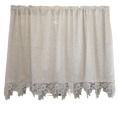 Boho Kitchen Valances for Windows, Beige Linen Valance Curtains for Living Room/Bedroom,  Country Fabric Topper Window Curtain with Tassel,73*100cm hemp color