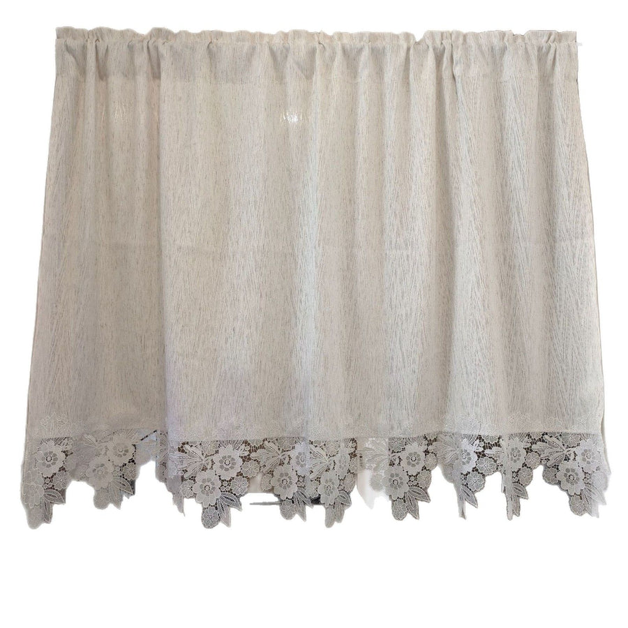 Boho Kitchen Valances for Windows, Beige Linen Valance Curtains for Living Room/Bedroom,  Country Fabric Topper Window Curtain with Tassel,73*100cm hemp color