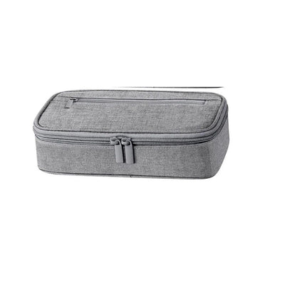 Gray Pencil Case for Boys with Mesh, Zippered Pockets and Holders for Drawing, Writing, Colored and Mechanical Pencils, Cute Organizer Pouch（Excluding stationery）