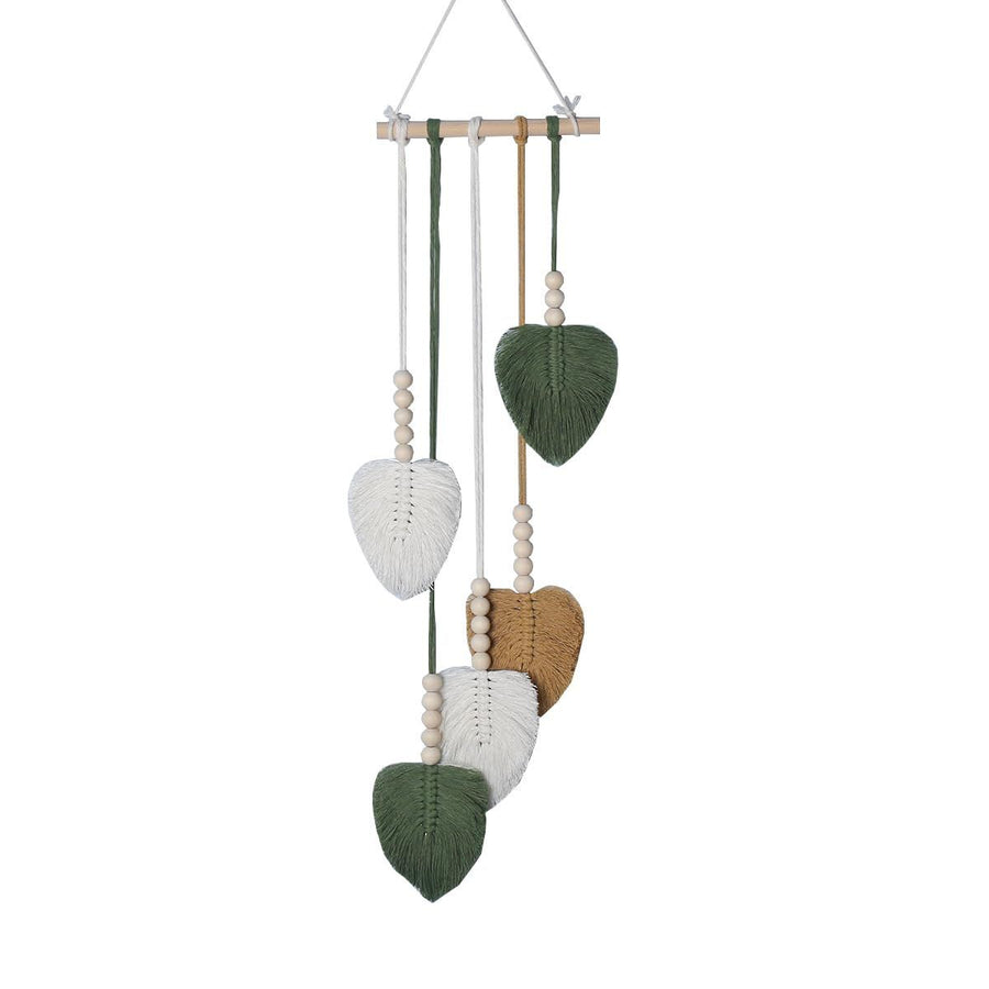 Wall Hanging Decor Leaves Tapestry, Boho Wall Decor Woven Feather Handmade Yarn Tassels Leaf Macrame Wall Art Decorations for Living,Bedroom,Office,Nursery,Apartment Room