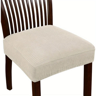 Chair Seat Covers Dining Chair Covers Set of 4, Jacquard Chair Seat Slipcover Removable Washable Seat Cover for Dining Chairs Dining Room Chair Cover Protector (Beige)