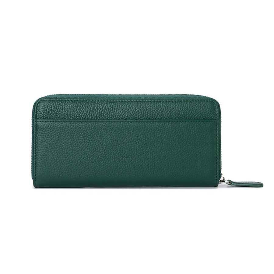 RFID Blocking Womens Zipper Wallet Leather Large Capacity Billfold Clutch Zip Around Wallets for Women（green ）