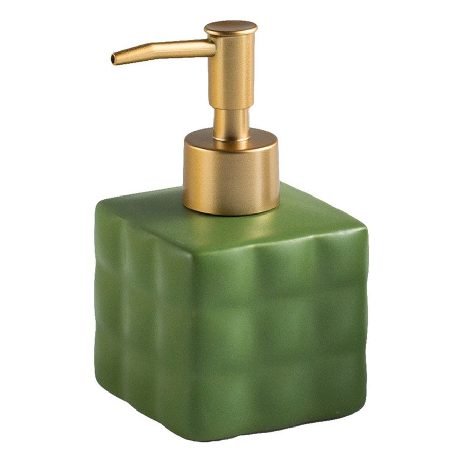 Hand Soap Dispenser Dish Cube Soap Dispenser Countertop Hand Lotion Pump Bottle Ceramic Lotion Container Liquid Hand Soap Jar Shower Dispenser Kitchen Bathroom Décor（Matte green）