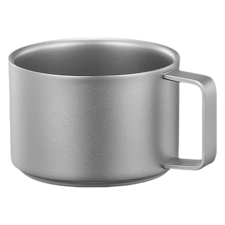 Titanium Double Wall Stacking Mug , Titanium Mug for Camping & Outdoors, Heat-Resistant Handle (100ML)