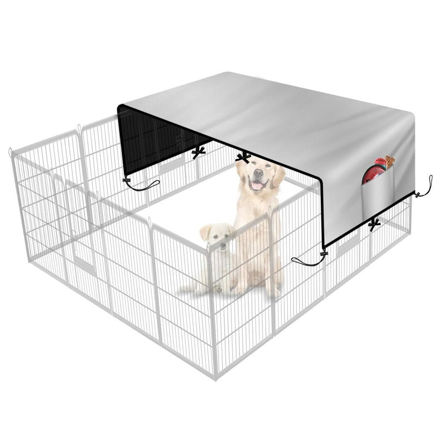 Heavy Duty 210D :200*165CM  Oxford Dog Playpen Cover Extra Large Uv-Resistant Sun/Rain Shade,  Dog Panels for Outdoor Comfort and Protection (Cover Only) silvery
