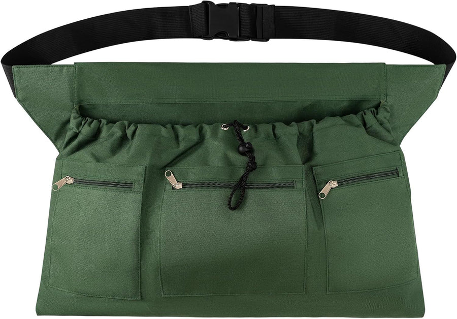 Gardening Apron, Garden Aprons with Pockets & Drawstring Bag, Waterproof  Fruit Storage Harvest Picking Apron Pouch for Women & Men（olive drab）