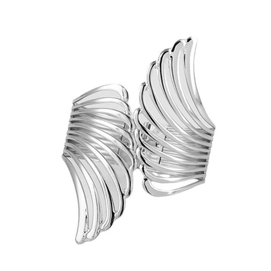 Decorative Curtain Tiebacks, Set of 2, Shiny Metal Spring Drapery Holdbacks No Install Elastic Curtain Hooks, for Home, Office, Bedroom Drapes Window Decoration (Silver)
