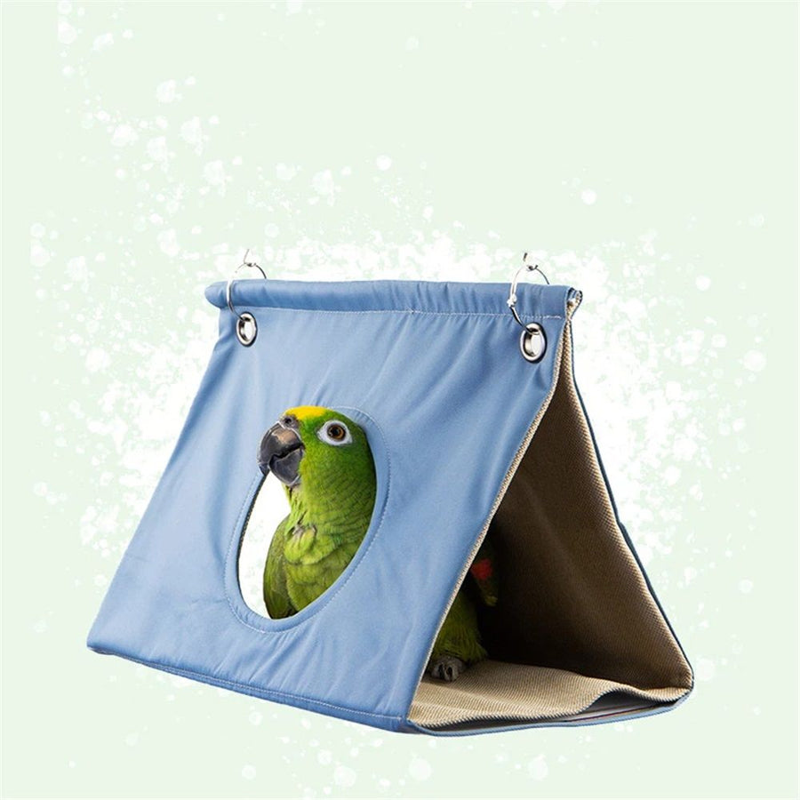 Parrot Hanging Nest House Parrot Hideaway Cave Bed Tent Cozy Snuggle Sleeping Hut Bird Hanging Hammock for Parakeets,  Cockatoo, Amazon Parrots, Cockatiels.(Blue M)