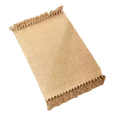 Small Bathroom Rug,Hand-Woven Low Profile Front Entryway Rug,  Cotton Reversible Washable Kitchen Mat Modern Farmhouse Carpet （Hemp yellow 40 * 70cm）