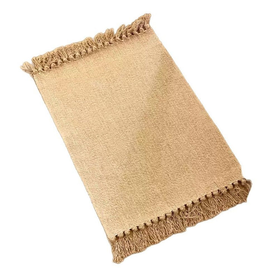 Small Bathroom Rug,Hand-Woven Low Profile Front Entryway Rug,  Cotton Reversible Washable Kitchen Mat Modern Farmhouse Carpet （Hemp yellow 40 * 70cm）
