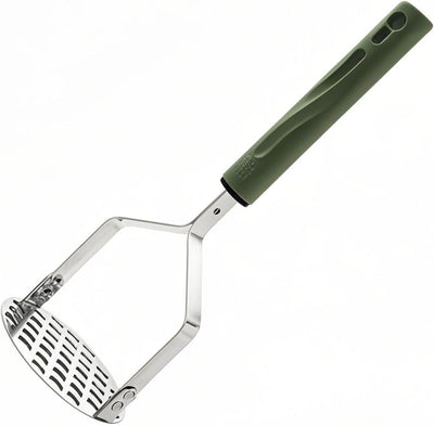 Stainless steel potato press - Heavy Duty Metal Masher for Mashed Potatoes, Avocado, Beans & Sweet Potato - Commercial & Home Kitchen Utensil (Dishwasher Safe)