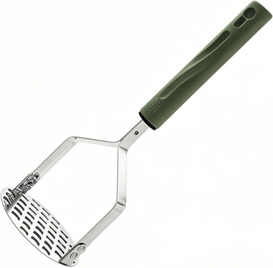 Stainless steel potato press - Heavy Duty Metal Masher for Mashed Potatoes, Avocado, Beans & Sweet Potato - Commercial & Home Kitchen Utensil (Dishwasher Safe)