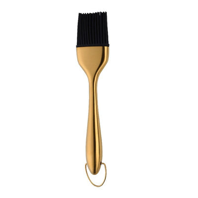 Gold Silicone Basting Brush Professional Stainless Steel Handle BBQ Grill Brush, Heatproof & No Shed Pastry Brushes for Kitchen Cooking, Baking