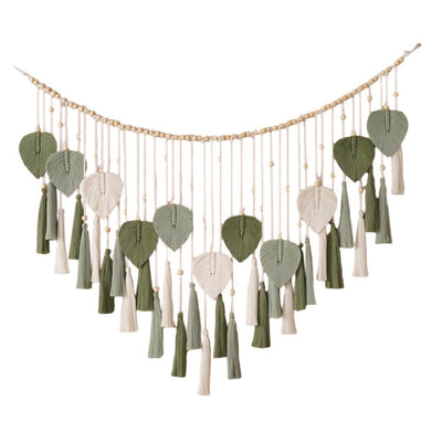 Wall Hanging Large  Leaves Tapestry Wall Hanging Decoration Boho Handmade Woven Leaf Feather Wall Art Decor for Nursery Bedroom Living Room Office Christmas Thanksgiving Decor 125x75cm