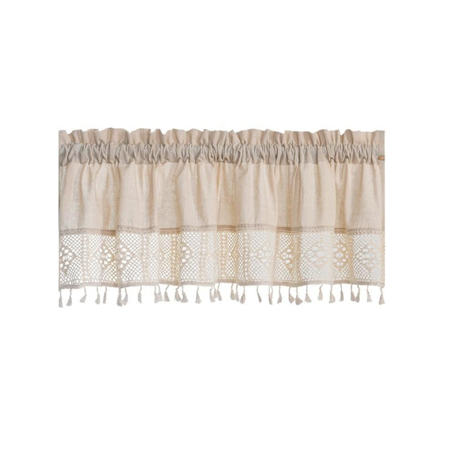 Linen Valances for Windows,Boho Tassel Kitchen Valances for Windows,Country Rustic Window Treatments Tier Curtain for Bathroom Bedroom Decors Farmhouse ,74*61cm