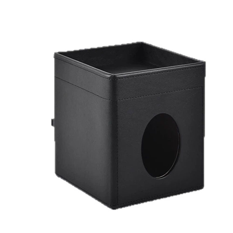 Tissue Box Cover Square Tissue Box Holder PU Leather Facial Tissues Organizer with Storage Tray for Bathroom Vanity Bedroom Office Car, Stylish Napkin Caddy Decorative Organizer (Black)