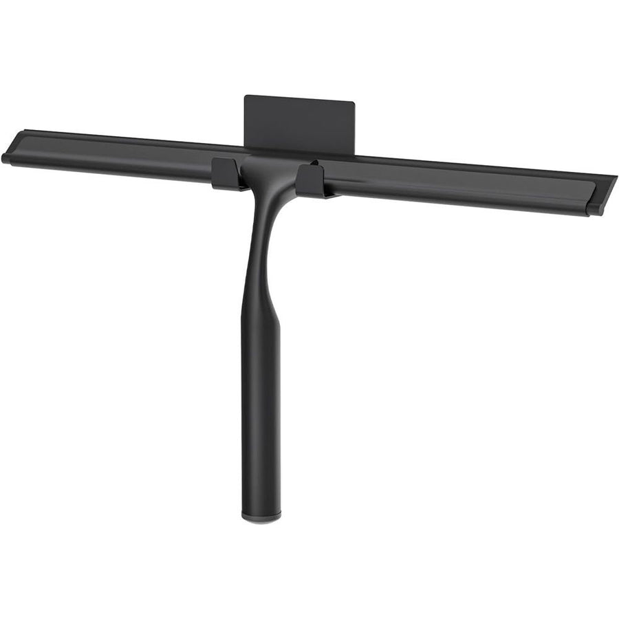 Shower Squeegee for Glass Doors, Shower Squeegee for Tile Shower Walls, Stainless Steel Squeegee for Bathroom, Windows and Mirrors with Storage Hook-, Black