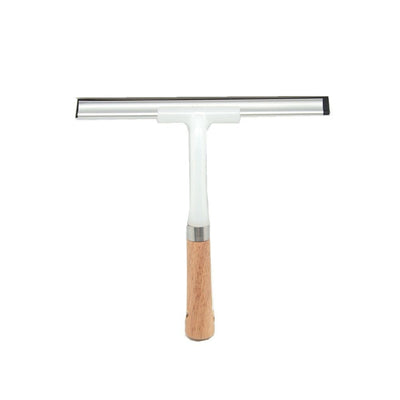 Glass Wiper Cleaning Squeegee with Long Wooden Handle Silicone Blade Window Cleaner Tool for Home Bathroom Glass Water Removal and Window Cleaning