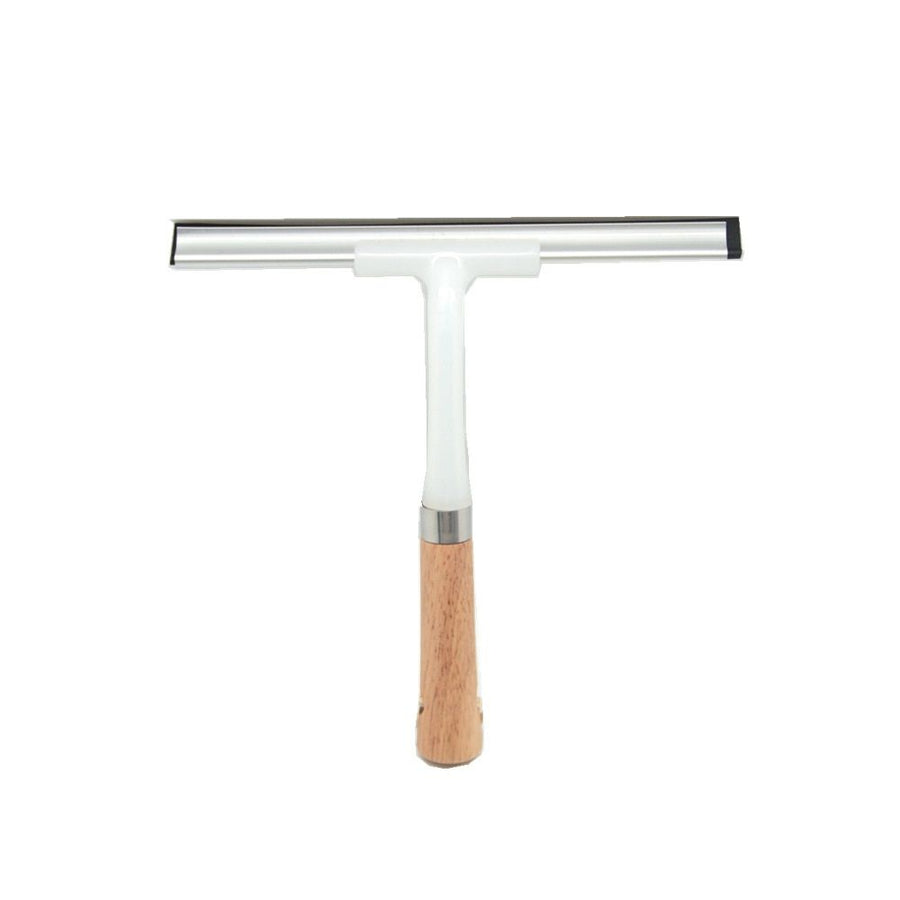 Glass Wiper Cleaning Squeegee with Long Wooden Handle Silicone Blade Window Cleaner Tool for Home Bathroom Glass Water Removal and Window Cleaning