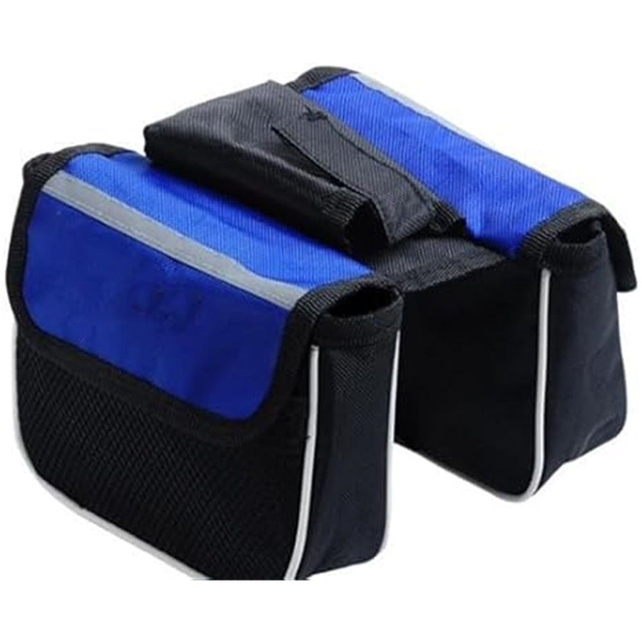 3-in-1 Bicycle Bag Set, Mountain Bike Saddle Bag, Front Beam Bag, Upper Tube Bag, Riding Accessories (Blue)
