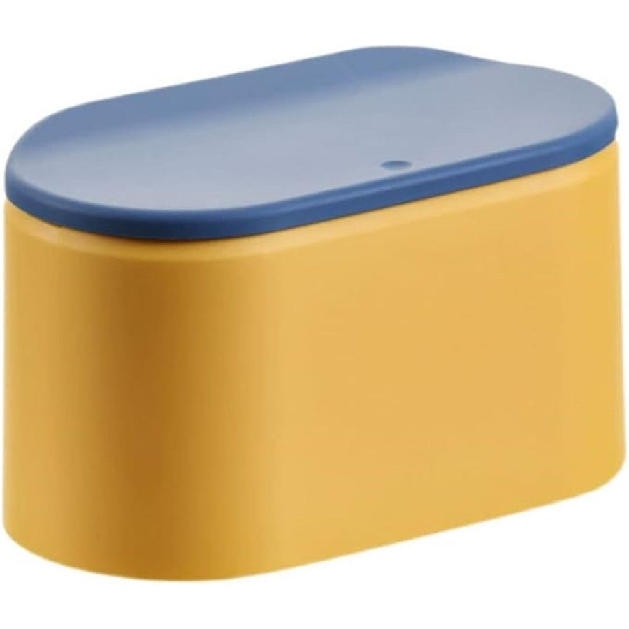 Mini Trash Cans, Press Type Small Desktop Trash Can Cute Garbage with Lid Waste Basket for Tabletop Countertop Car Bathrooms Kitchens Bedrooms and Offices, Yellow