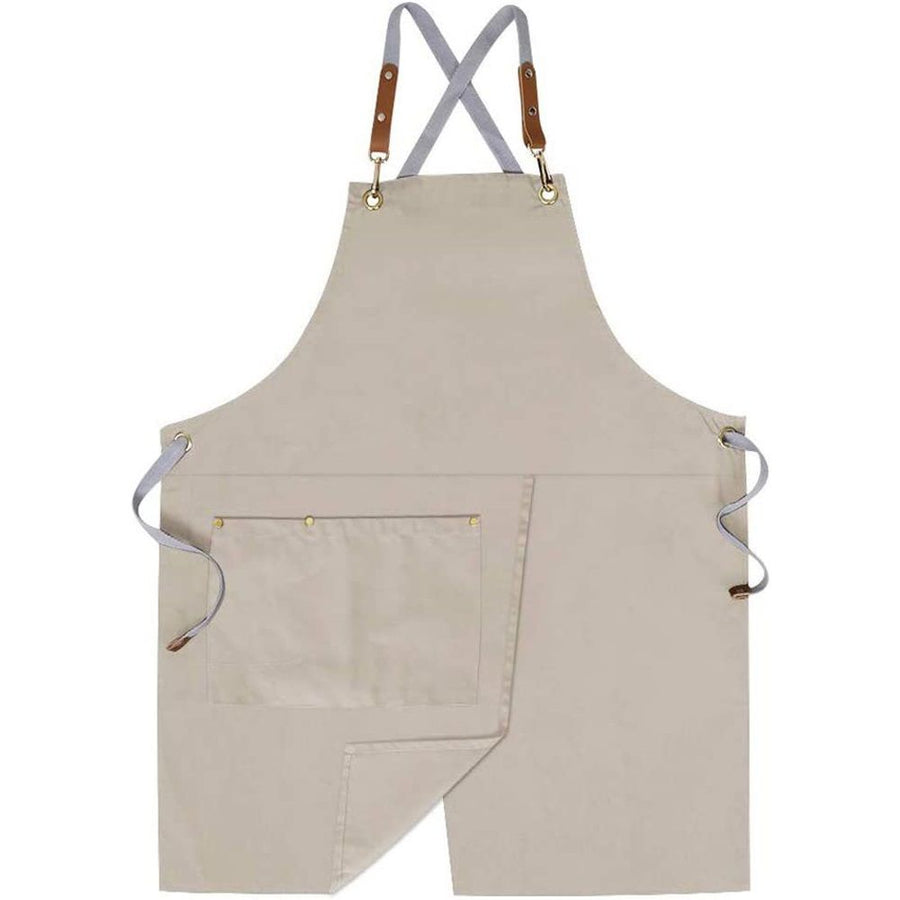 Pottery Apron Split Leg with Large Pocket Canvas Apron with Adjustable Strap for Art Garden Nail Tech Hairstylist(light gray)