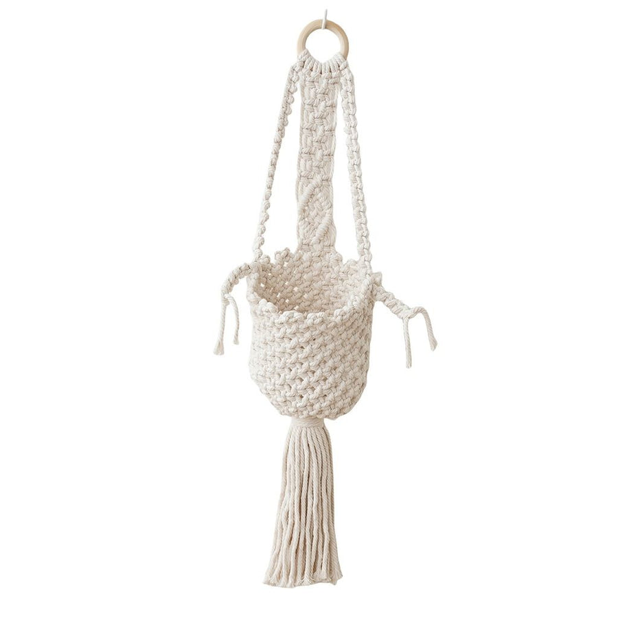 Modern Minimalist Bohemian Style Hanging Planters Plant Net Pocket Hand Woven Hanging Basket Holder Tapestry Flower Basket with Exquisite Tassel Indoor Balcony Decoration