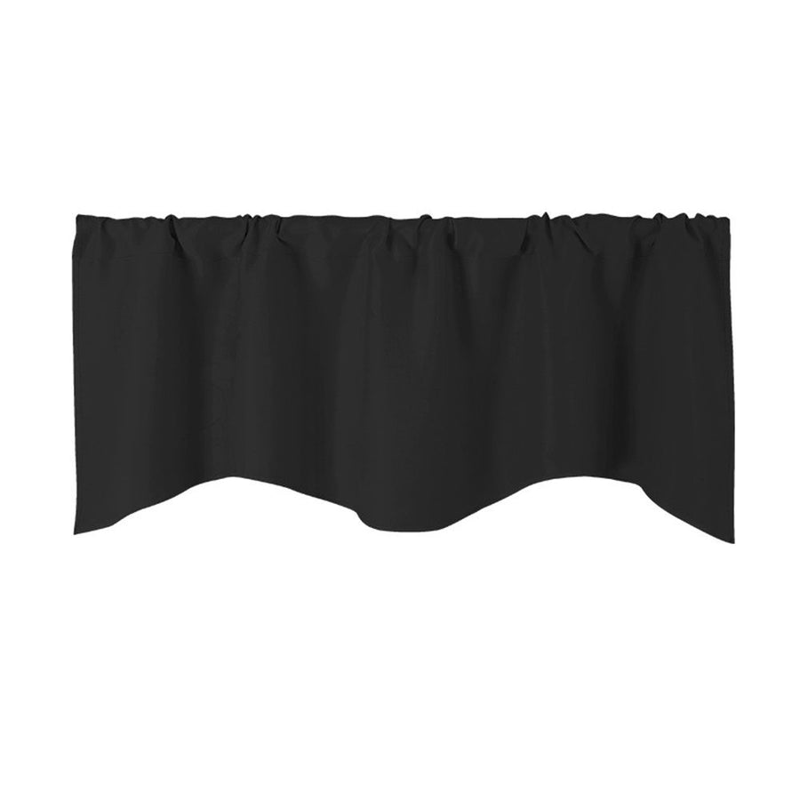 vctops Solid Blackout Curtain  for Kitchen/Bedroom Rod Pocket Scalloped Valance Short Curtain Panels (132*46cm,Black)