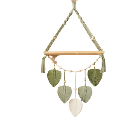 Hanging Shelves for Wall, Living Room, Bedroom - Boho Room Decor Aesthetic - Hanging Plant Shelf Decor - Floating Shelves - Rope Shelves for Bedroom Aesthetic (Green, 1 PCS)