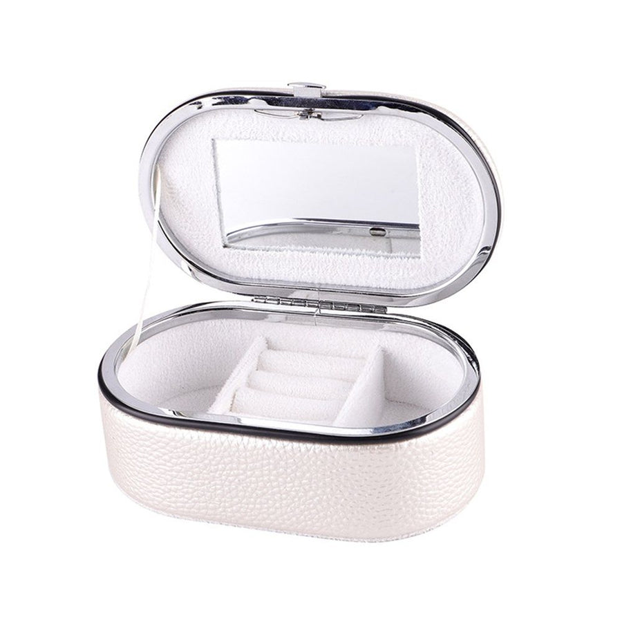 Travel Jewelry Organizer Case with Mirror for Women, Small Mini Portable Jewelry Box for Ring Earrings Necklace Bracelet Luxury Gift for Women（silvery）