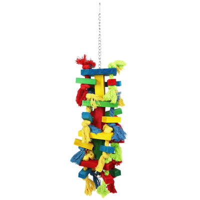 Bird Block Knots Tearing Toy-  Multicolored Natural Wooden Parrot Chewing Toy Suggested for Macaws cokatoos,  Grey and a Variety of  Parrots