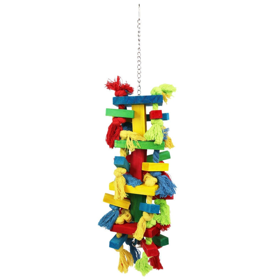 Bird Block Knots Tearing Toy-  Multicolored Natural Wooden Parrot Chewing Toy Suggested for Macaws cokatoos,  Grey and a Variety of  Parrots