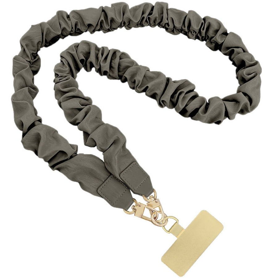 Neck Lanyard For Women - Scrunchie Cute Lanyard for Keys, Id Card Holder, Wallet - Aesthetic Long Lanyard（Stone gray long style）