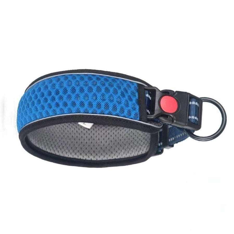 Premium Dog Collar | Super Adjustable for All Breeds, Quick Release Buckle | Extra Soft and Widened Padding & Reflective Trim Design for Safety (XL, Blue)