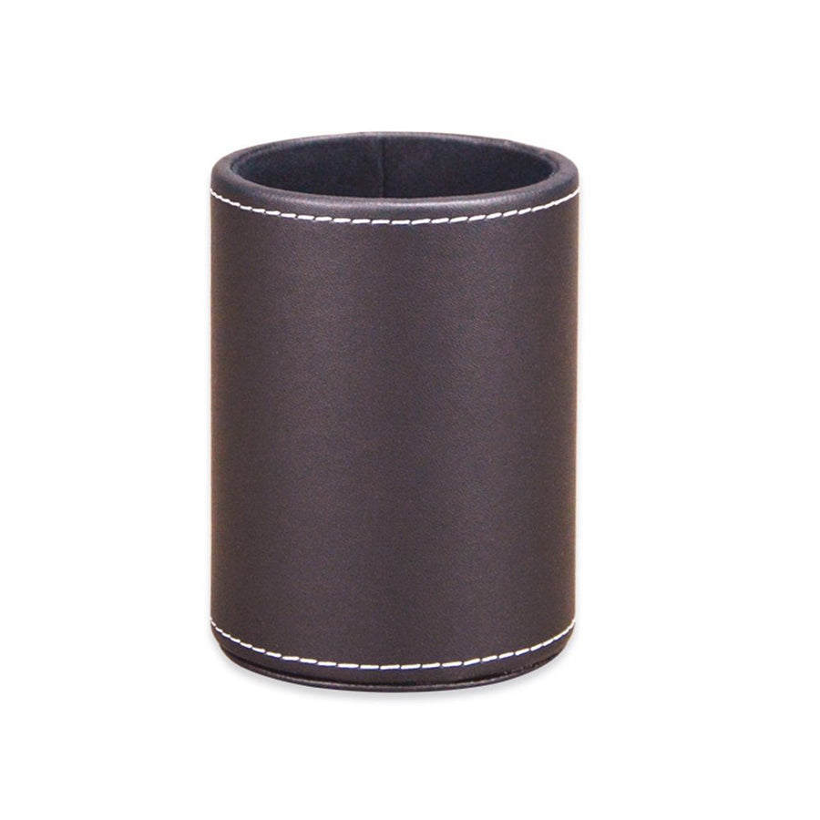 PU Leather Pencil Pen Holder Cup Stand,Desk Accessories Holder,Makeup Brush Storage Organizer,Desktop Stationery Organizer for Office School Home Supplies (Brown)