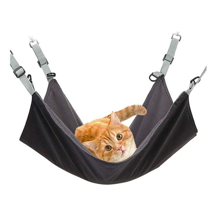 Cage style cat hammock - suspended washable soft outdoor mat, large small cat hammock, cat hammock (black)