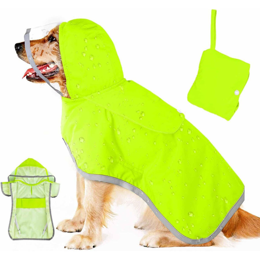 Dog Raincoat,Waterproof Rain Poncho with Hoodie, High Reflective Adjustable Pet Rain Jacket  for Small Medium and Large Dogs (green,M )