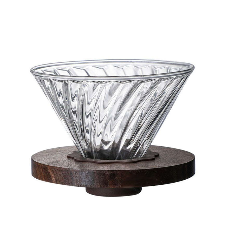 Heat Resistant Glass, Permeable, Coffee Dripper, Black walnut tray, 02, Coffee Drip, For 1 to 2Cups Coffee pot filter