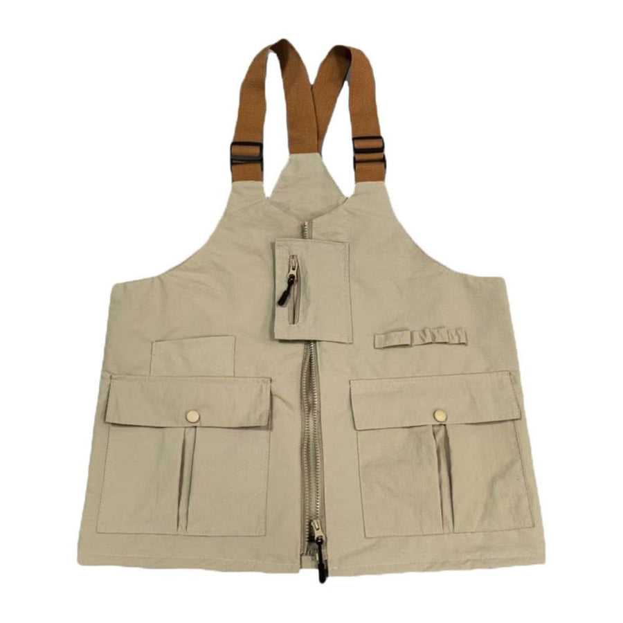 Multifunctional Vest Shoulder Bag Multiple Pockets Practical corduroy Lightweight Design for Outdoor Travel Hiking（L）