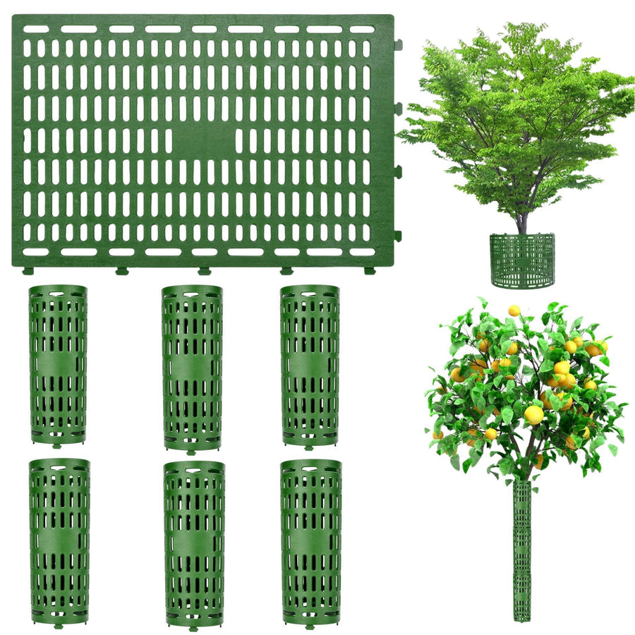 Tree Trunk Protector Guard - 6Pcs Splicable Bark Protectors, Breathable Wildlife Protection  Plant bark anti gnawing artifact（dark green）