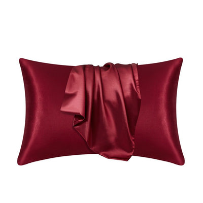 Pillow Case 2 Pack Pillowcase for Hair and Skin Satin Pillow Covers with Zipper Closure (Queen( 20x30in)-Wine Red
