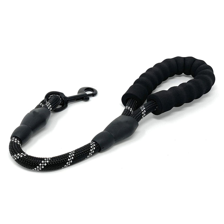 The rope for training dogs, I teach them to walk without pulling. The climbing rope with a rotating metal buckle lock takes your little dog close to the crowd (46cm, black)