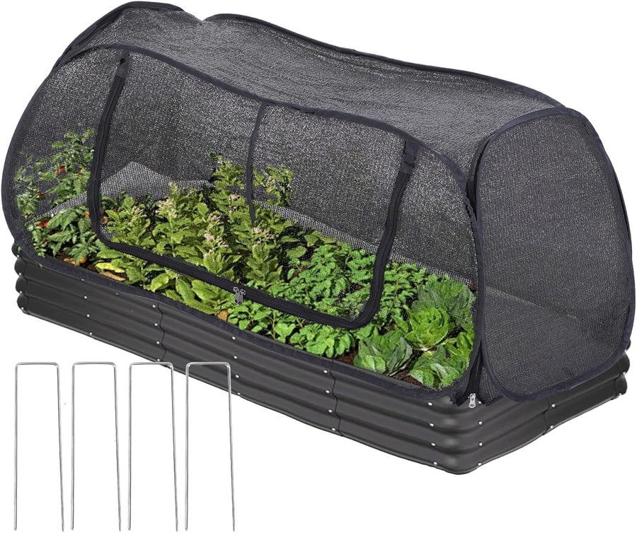 Garden Cover for Raised Beds  Pop-Up Mesh Plant Garden Bed Cover for Vegetables, Seedlings, Fruits, Frost Protection, Outdoor Gardening Bird and Animal Barrier Greenhouse Cover (Black)