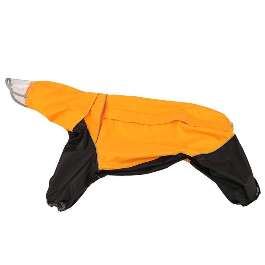 Dog Hooded Raincoat, Golden Retriever Rain Jacket Poncho Waterproof Clothes with Hood Breathable Four Legs Rain Coats for Large Huge Dogs Orange- Yellow - bitch