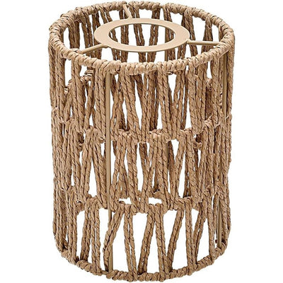 1 Pack Rattan Lamp Shade Small, Boho Mini Lamp Shades Replacement, Vintage Hanging Light Shades, Cylinder Woven LampShades for Floor Lamps Pendant Light Chandelier  Shade