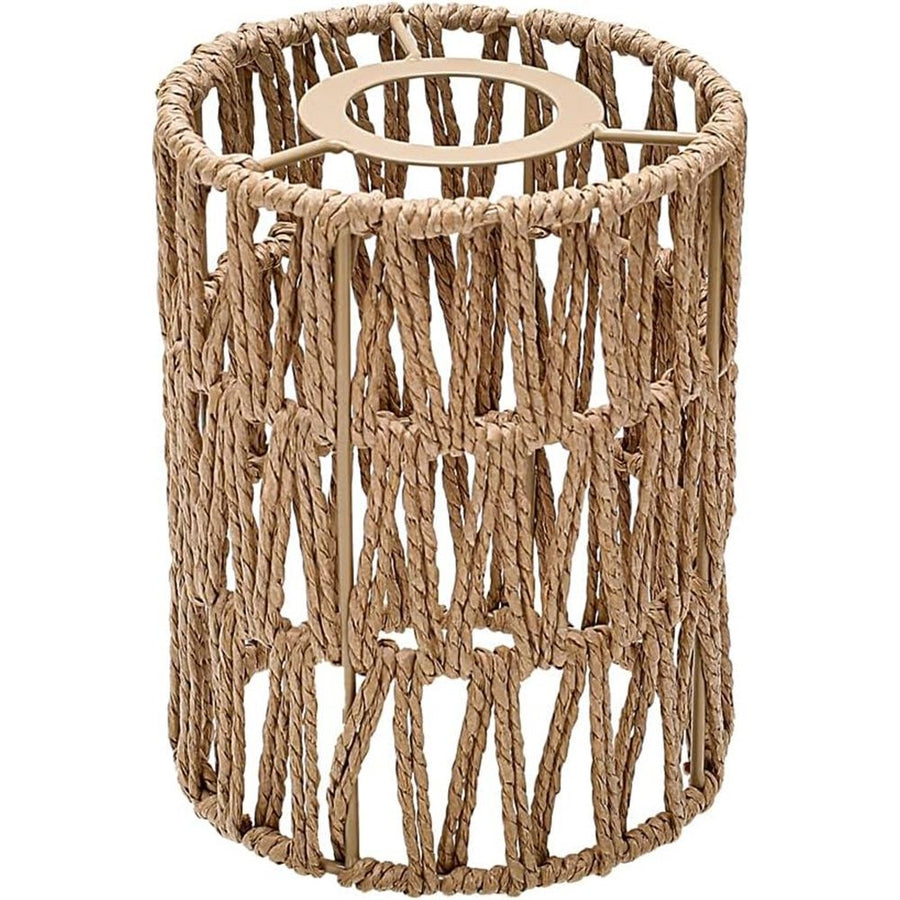 1 Pack Rattan Lamp Shade Small, Boho Mini Lamp Shades Replacement, Vintage Hanging Light Shades, Cylinder Woven LampShades for Floor Lamps Pendant Light Chandelier  Shade