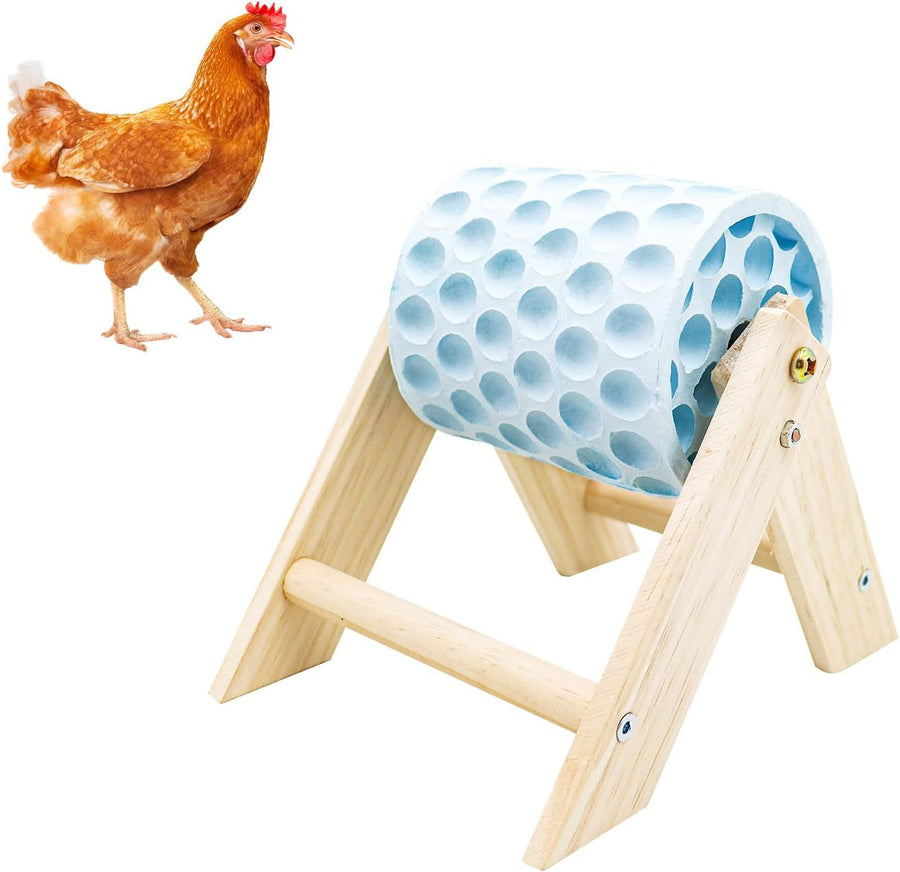Chicken Coop Accessories, Beak Grinding Calcium Stone with Wooden Stand, Chicken Enrichment Toys, Toys for Hens, Ducks, Geese, Turkeys, Poultry, Blue